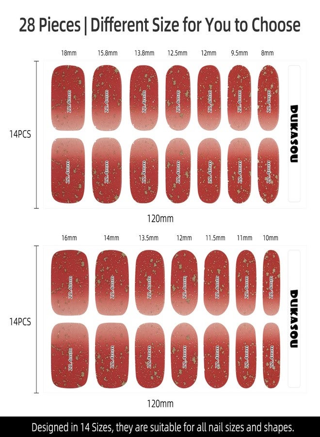 DUKASOU Semi Cured Gel Nail Strips, 28 pcs Gel Nails Stickers for Women Work with Any UV Lamp, Long Lasting Nail Wraps for Home DIY Nails (Gold Shard) - Image 5
