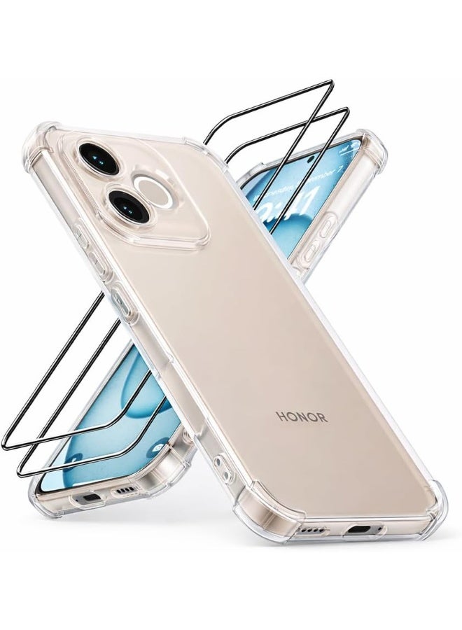 موز جراب ممتص للصدمات من البولي يوريثين الحراري الشفاف لهاتف Honor 600 Lite مع واقي شاشة من الزجاج المقوى (عبوتان) - Image 1