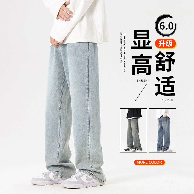 2024 Popular American Straight Draping Jeans New Denim Trousers Casual Fashion Loose Men And Women Same Style - Image 3