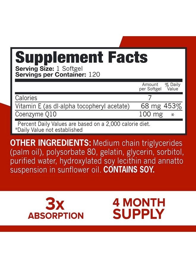 Qunol - Coq10 100Mg Softgels Qunol Ultra 3X Better Absorption Coenzyme Q10 Supplements Antioxidant Supplement For Vascular And Heart Health & Energy Production 4 Month Supply 120 Count - Image 1