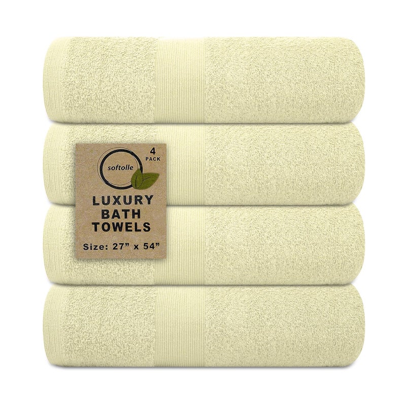 Softolle Luxury Bath Towels Set of 4 (27â€ x 54â€) | Towels for Bathroom | Super Soft | Highly Absorbent Towels for Home, Spa, Gym (Cream) - Image 1
