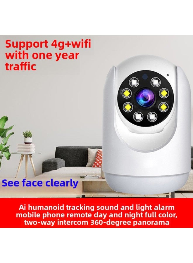 4g No Wifi Network Surveillance Camera Wide Angle Ultra Hd Indoor Shop Supermarket Mobile Phone Remote Monitor-Body Color:Wifi Wide-angle Hd Camera + 30 Days Loop Video Card