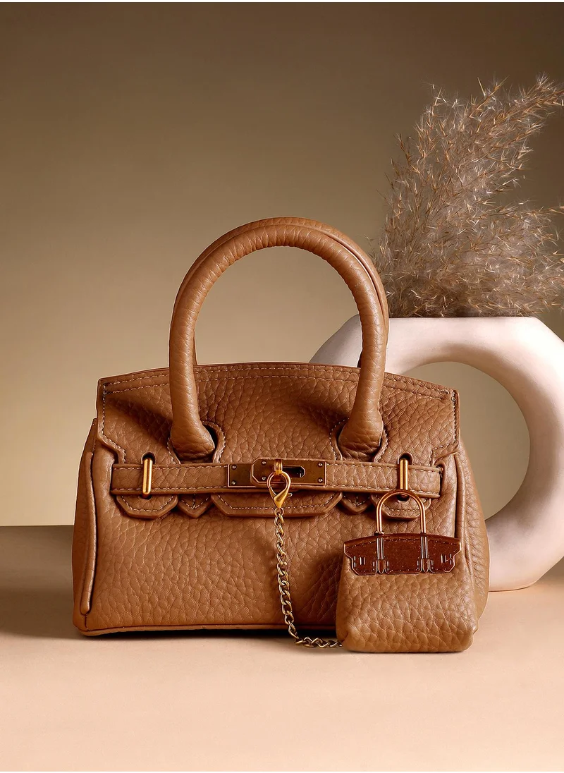 صوص هاوت Women's The Mini Overlap Satchel Sling Bag With Pouch - Mocha Brown
