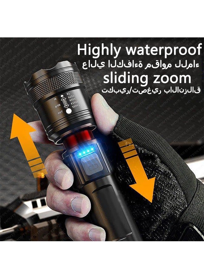 1 PCS Powerful Led Small Flashlights, Tactical Flash Light, Built-in 1800mah Battery Long Range Spotlights, Torch Emergency Light With COB Light - Image 2