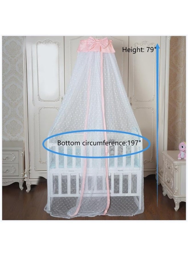 JOYLIFE Baby Net Baby Toddler Bed Crib Dome Canopy Netting (Pink) - Image 3