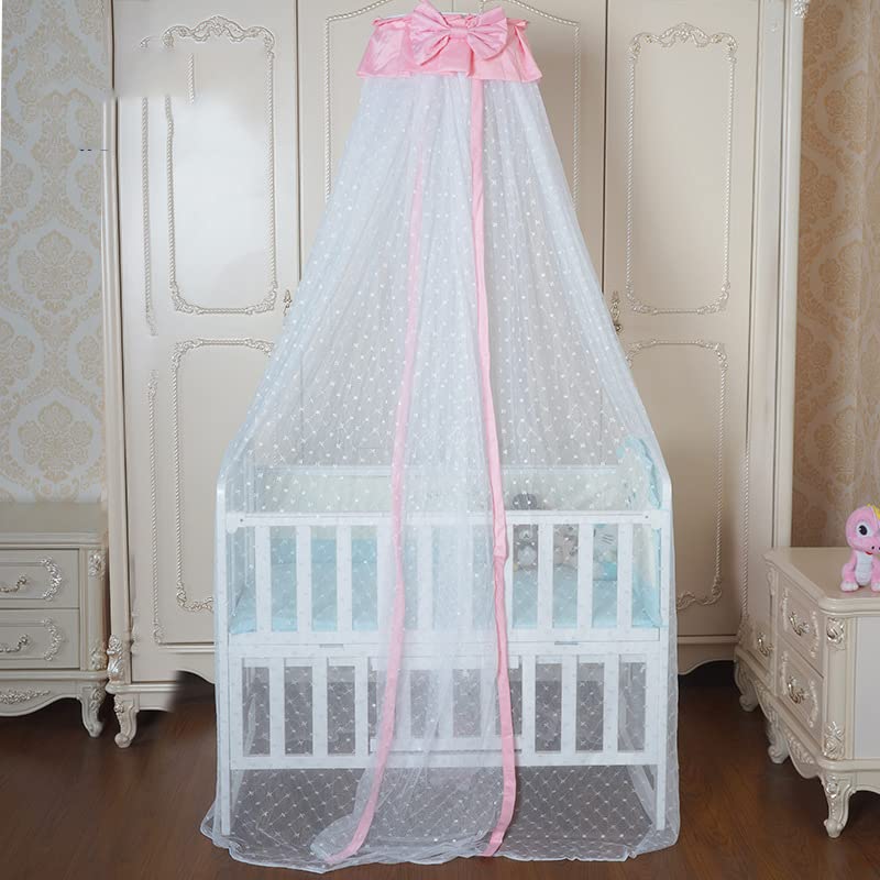 JOYLIFE Baby Net Baby Toddler Bed Crib Dome Canopy Netting (Pink) - Image 1