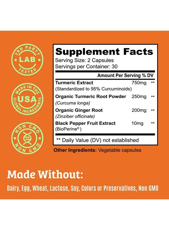 Dr. Matthew Turmeric Curcumin with Black Pepper. Turmeric and Ginger Supplement. 15X High Potency & Absorption Turmeric Capsules. Turmeric Curcumin Supplements 1000mg. Curcuma Capsules. Joint Support, 60 Pills. - Image 2
