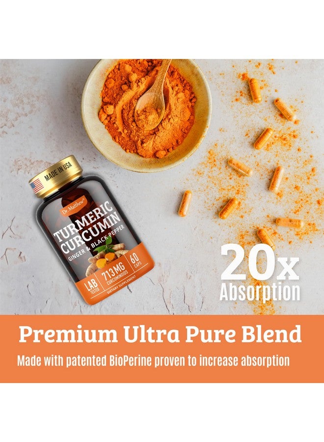 Dr. Matthew Turmeric Curcumin with Black Pepper. Turmeric and Ginger Supplement. 15X High Potency & Absorption Turmeric Capsules. Turmeric Curcumin Supplements 1000mg. Curcuma Capsules. Joint Support, 60 Pills. - Image 5