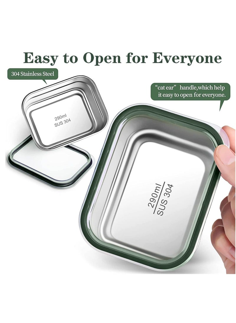 Kids School Stainless Steel Lunch Box Insulated Bento Lunch Box with Storage Bag 4 Compartments Divided Lunch Container with Lid  (Green 1060ML) - Image 3