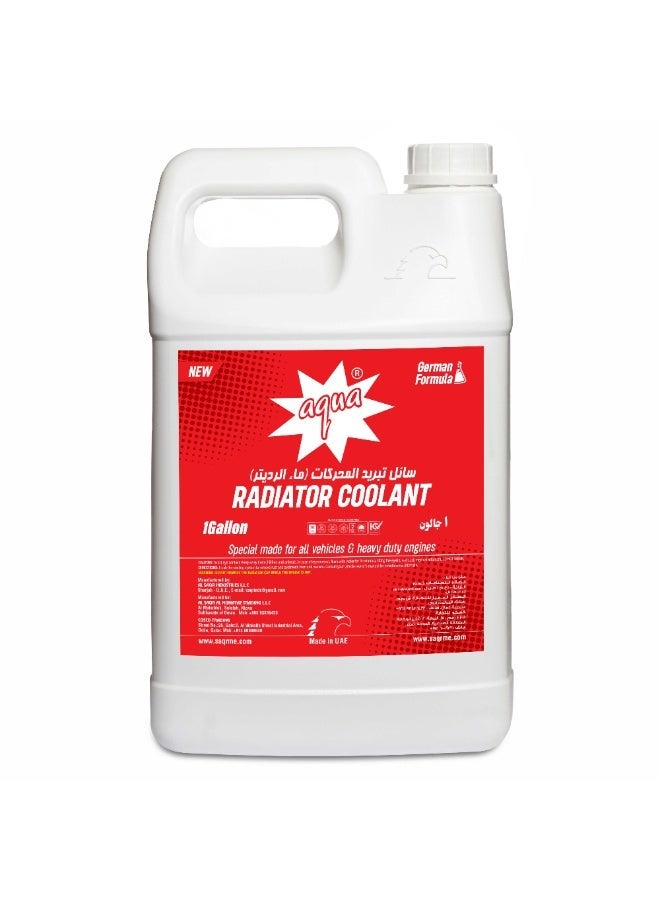 أكوا سائل تبريد الرديتر الأحمر 1 جالون | تركيبة ألمانية | جاهز للاستخدام | يحمي المحرك من الحرارة والصدأ | مناسب للسيارات والدفع الرباعي والشاحنات الخفيفة - Image 1