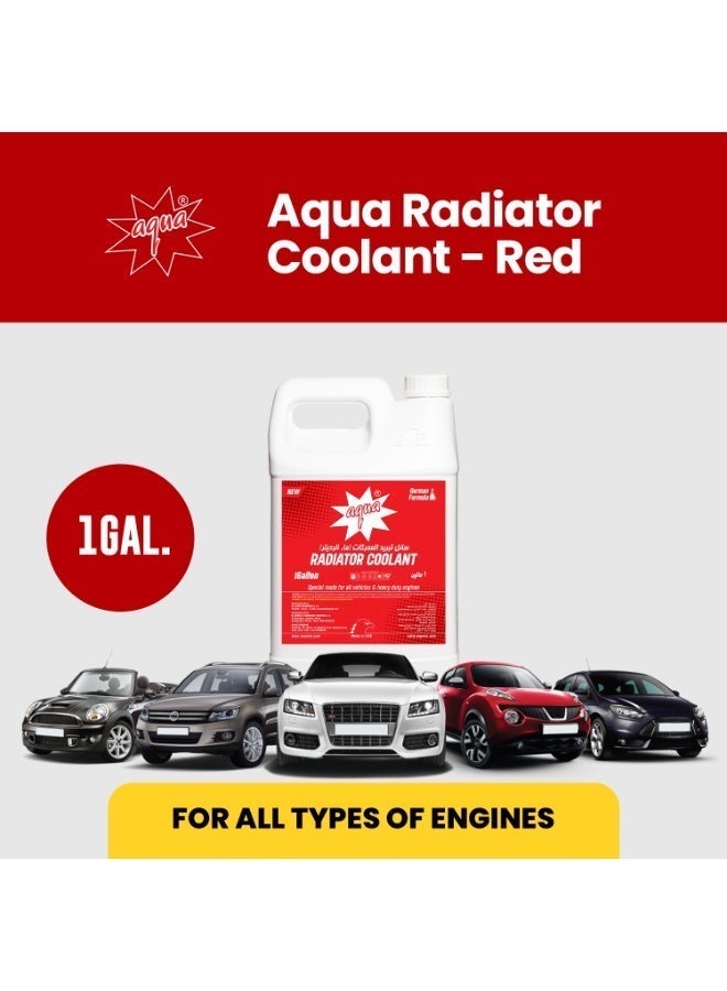 أكوا سائل تبريد الرديتر الأحمر 1 جالون | تركيبة ألمانية | جاهز للاستخدام | يحمي المحرك من الحرارة والصدأ | مناسب للسيارات والدفع الرباعي والشاحنات الخفيفة - Image 3