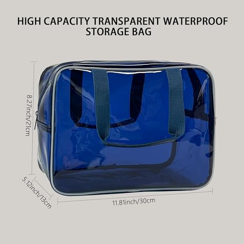TotePrint PVC Clear Pure Color Transparent Large Zipper Cosmetic Pouch Travel Makeup Cosmetic Bag with Handle for Travel Bathroom Toiletry Organizer A2301410123 - Image 3