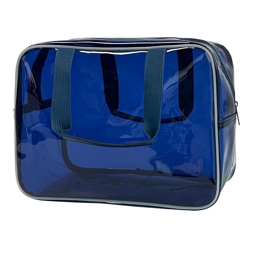TotePrint PVC Clear Pure Color Transparent Large Zipper Cosmetic Pouch Travel Makeup Cosmetic Bag with Handle for Travel Bathroom Toiletry Organizer A2301410123 - Image 1