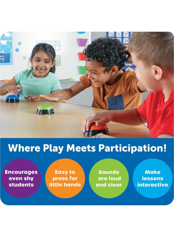 Learning Resources Answer Buzzers, Set of 4 Assorted Colored Buzzers, Game Show Buzzers, 3-1/2in, Multicolor, Ages 3+ - Image 4