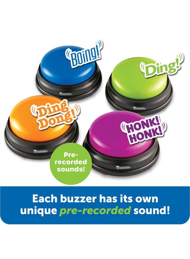 Learning Resources Answer Buzzers, Set of 4 Assorted Colored Buzzers, Game Show Buzzers, 3-1/2in, Multicolor, Ages 3+ - Image 3