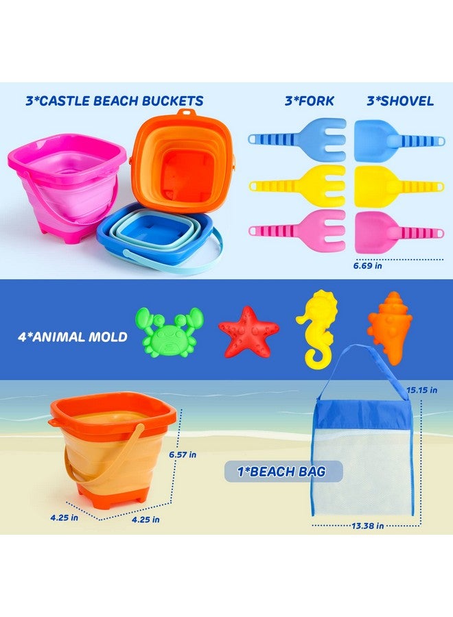 Dreamon Beach Toys For Kids 3 10 Collapsible Sand Castle Toys For Beach Include 3 Pack Foldable Buckets Shovels Molds And Storage Mash Bag Sandbox Travel Toys For Toddlers Kids - Image 2