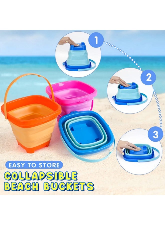 Dreamon Beach Toys For Kids 3 10 Collapsible Sand Castle Toys For Beach Include 3 Pack Foldable Buckets Shovels Molds And Storage Mash Bag Sandbox Travel Toys For Toddlers Kids - Image 3