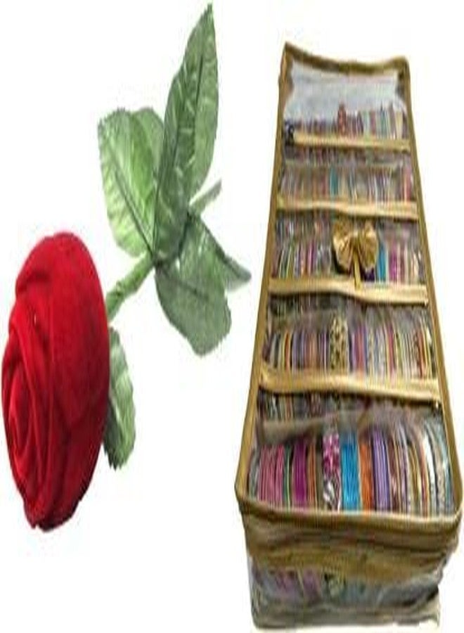 SNA علبة خاتم مزينة بزهرة الورد من SNA COMBO (أحمر) هدية للبنات والأحباء، للخطوبة، وحفلات الزفاف، وأعياد الميلاد، قطعة واحدة من علبة زينة من الساتان (ذهبي) 5ROLLA علبة زينة (أحمر، ذهبي) - Image 1