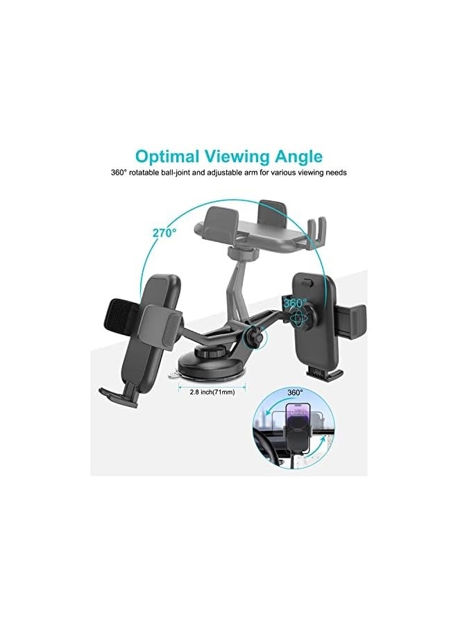 Green Tiger Tesla Phone Mount for Model 3 Model Y, [Bumpy Roads Friendly] Car Dashboard Cell Phone Holder with Strong Suction Cup, 360° Hands Free Tesla Cradle for iPhone 14 13 12 11 Pro Max All Smartphone - Image 4