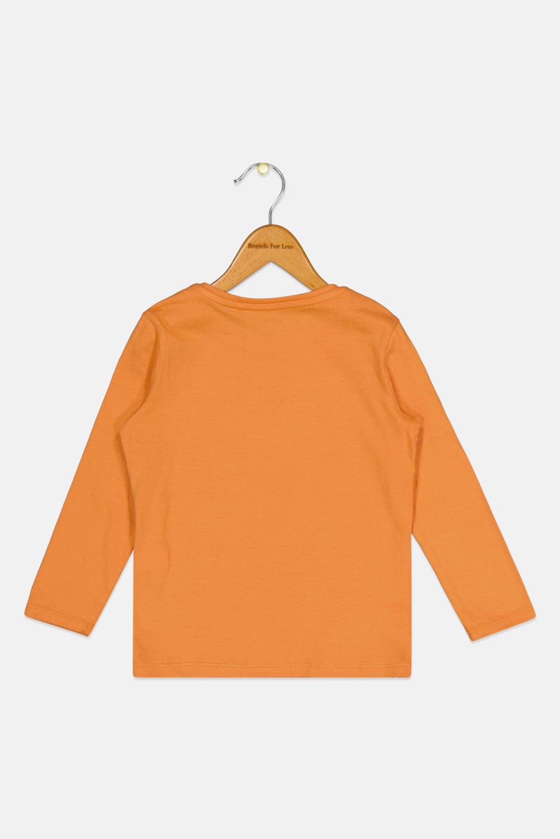 Sinsay تي شيرت طويل الأكمام مزين بياقة دائرية للأطفال الأولاد، برتقالي - Image 2