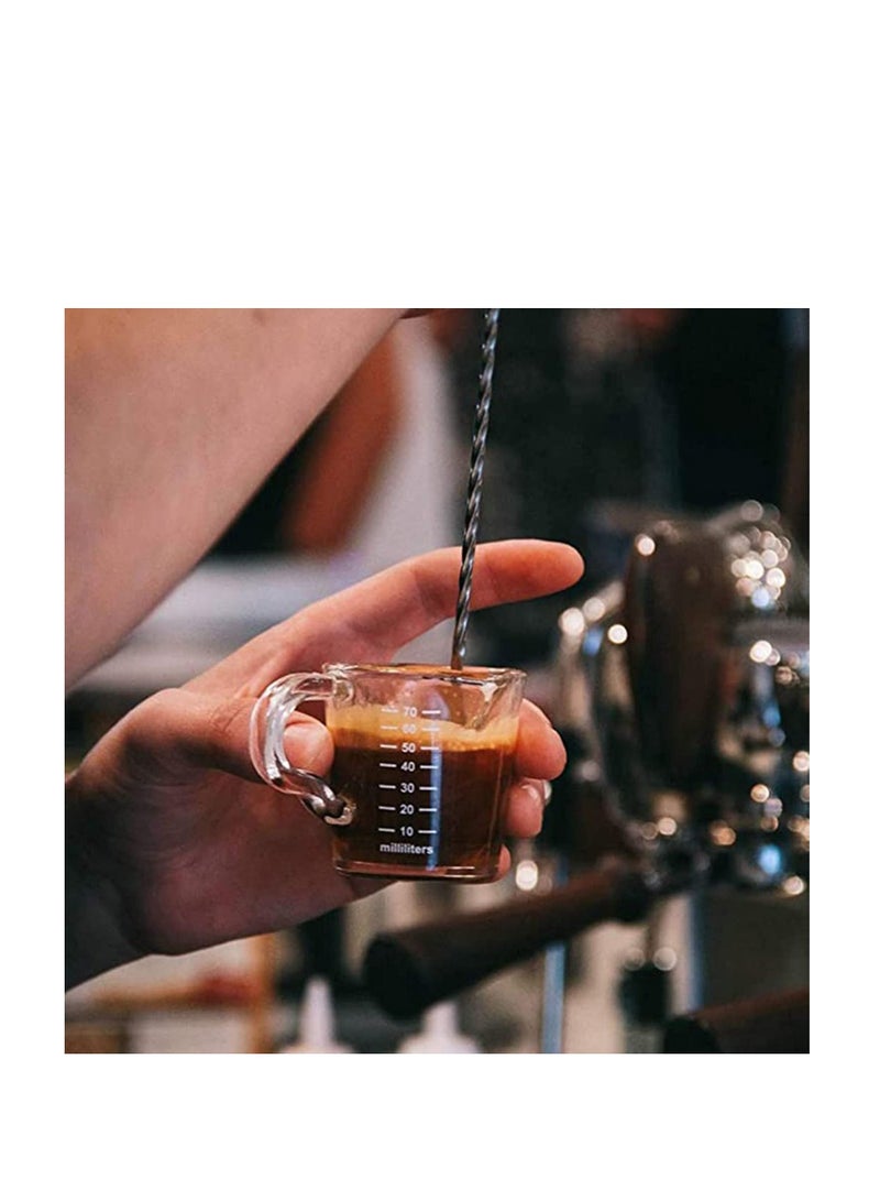 NIBEMINENT Coffee Shot Transparent Glass Cup with Scale Temperature Resistant Thick Borosilicate Espresso Measuring Jug Milk Frothing Pitcher for Home, Easy Measure to Clean, Portafilters  - Image 2