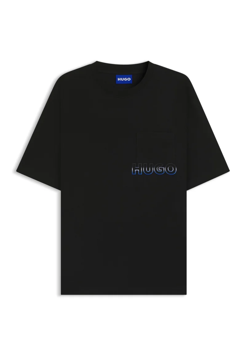 HUGO Cotton-jersey T-shirt with ombré logo embroidery