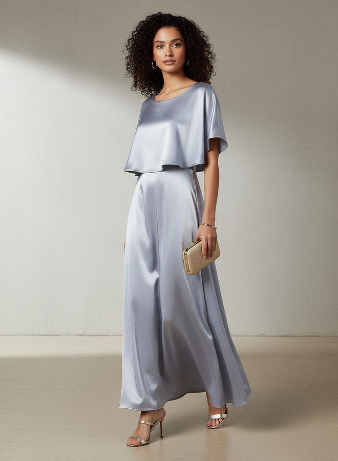 سبلاش فيڤ فستان ماكسي فيسكوز بتصميم - مع طبقة علوية - Image 2