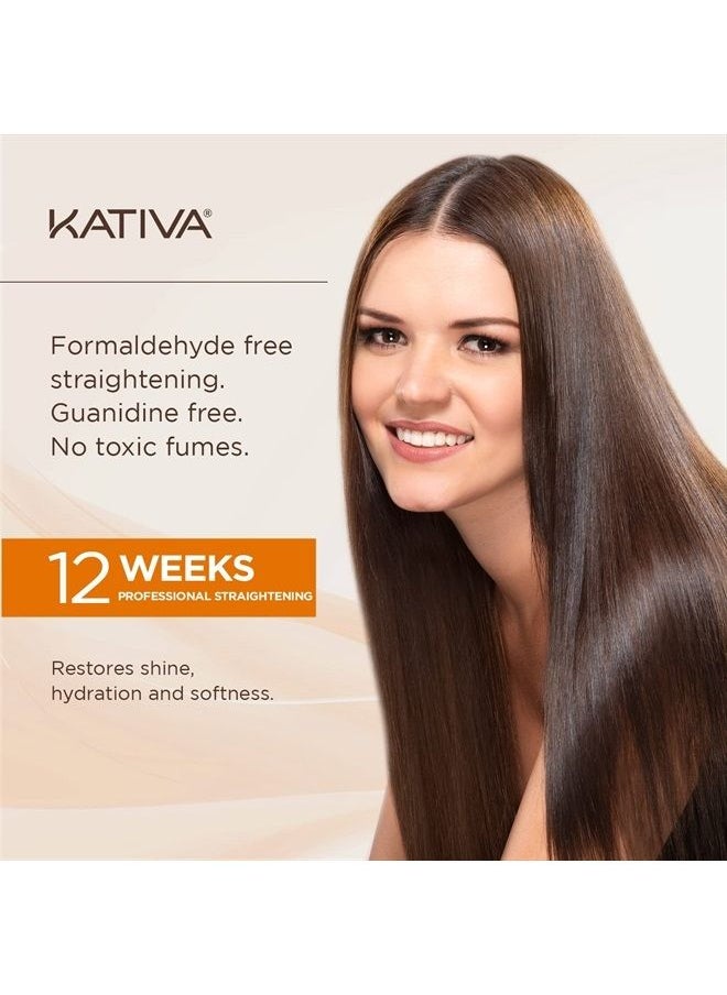 Kativa - Brazilian Straightening Kit, 12 Weeks of Home Use Professional Straightening, with Organic Argan Oil, Shea Butter, Keratin & Amino Acids, for Straighter, Softer and Shinier Hair, All Hair Types - Image 1