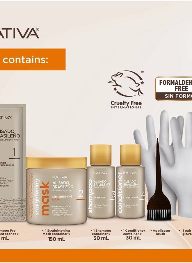 Kativa - Brazilian Straightening Kit, 12 Weeks of Home Use Professional Straightening, with Organic Argan Oil, Shea Butter, Keratin & Amino Acids, for Straighter, Softer and Shinier Hair, All Hair Types - Image 1
