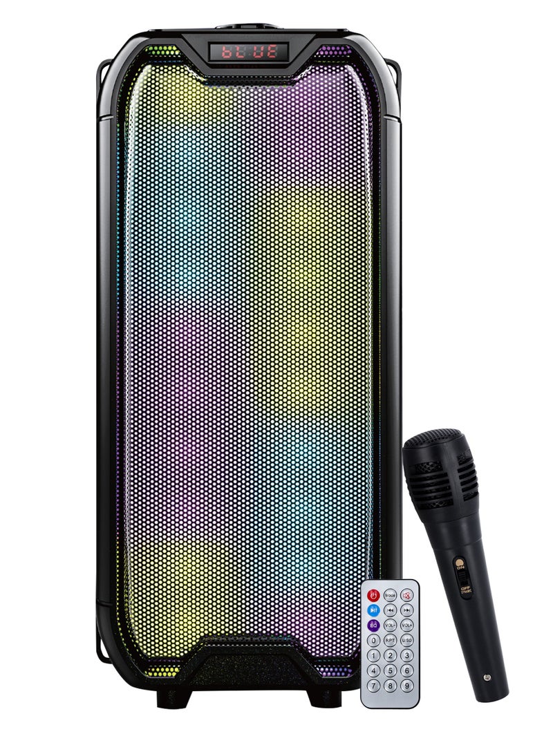 Olsenmark 2x4''Rechargeable Bluetooth Party Speaker,Karaoke Machine Built-in Lights WithBluetooth/AUX/FM Radio/USB/TF Card,200W PMPO,OMMS1289 - Image 1
