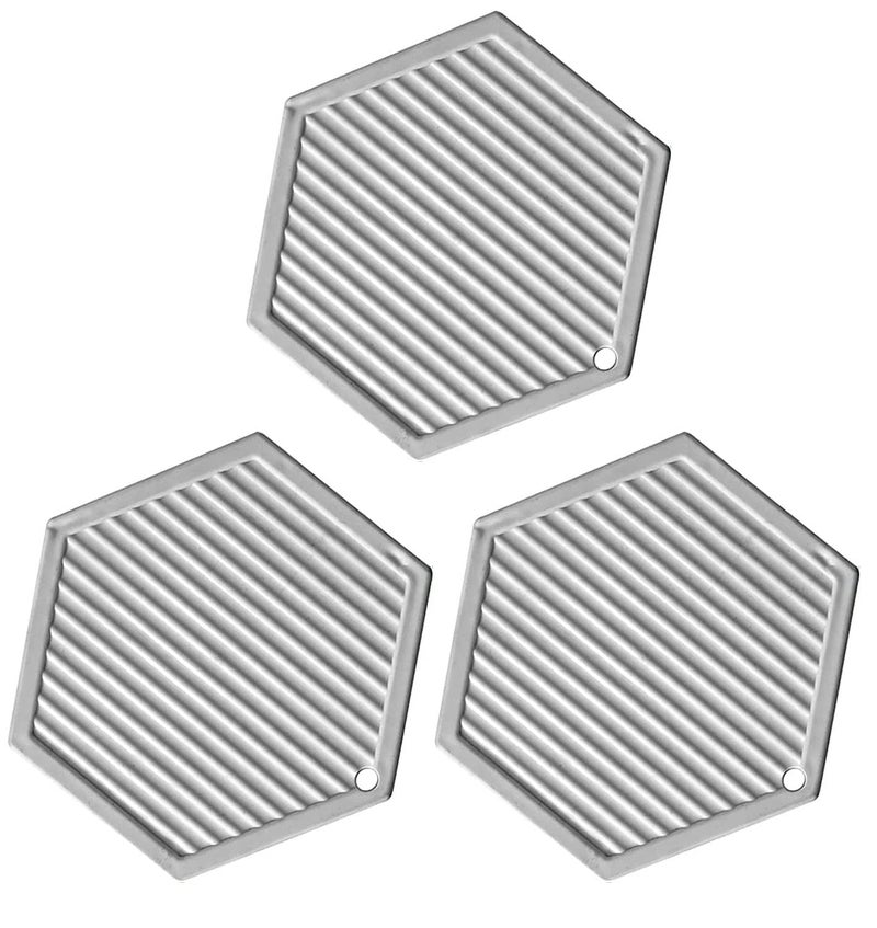 WE-CEF Silicone Trivet Mat Pot Holder for Pots and Pans, Hot Pads, Kitchen Drinks Coaster, Jar Opener, Spoon Holder, Oven Mitts, Placemats, Table and Countertop (Grey Pack - 4) - Image 1