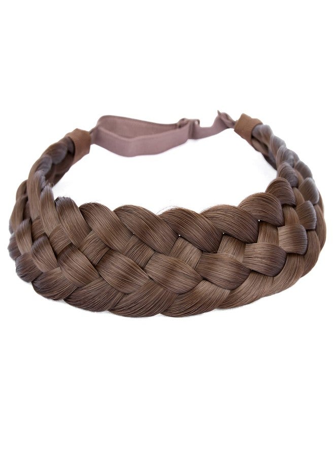 DIGUAN 5 Strands Synthetic Hair Braided Headband Classic Chunky Wide Plaited Braids Elastic Stretch Hairpiece Women Girl Beauty accessory, 56g (Chestnut) - Image 4