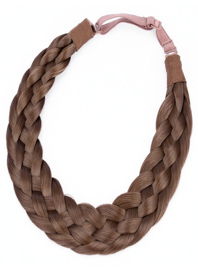 DIGUAN 5 Strands Synthetic Hair Braided Headband Classic Chunky Wide Plaited Braids Elastic Stretch Hairpiece Women Girl Beauty accessory, 56g (Chestnut) - Image 3