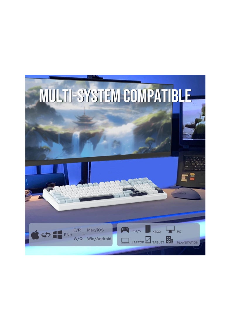 AULA F99 Wireless Mechanical Keyboard, Hot Swappable Gasket Custom Gaming Keyboard with Five-Layer Padding, Bluetooth/2.4GHz/USB-C, 8000mAh Battery (White Blue, Reaper Switch)
