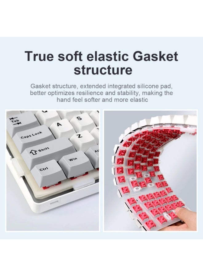 AULA F99 Wireless Mechanical Keyboard, Hot Swappable Gasket Custom Gaming Keyboard with Five-Layer Padding, Bluetooth/2.4GHz/USB-C, 8000mAh Battery (White Grey, Reaper Switch) - Image 4