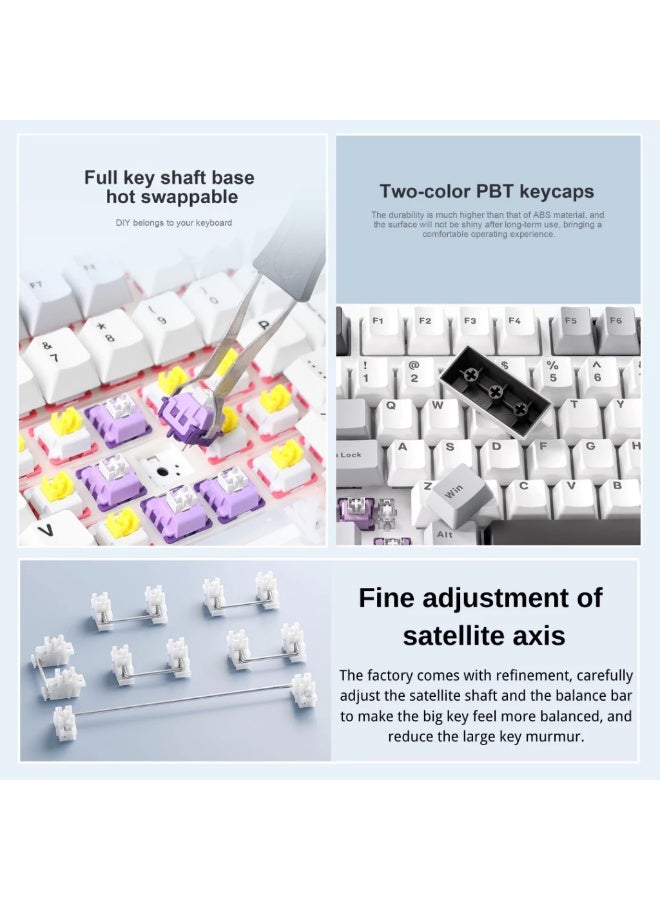 AULA F99 Wireless Mechanical Keyboard, Hot Swappable Gasket Custom Gaming Keyboard with Five-Layer Padding, Bluetooth/2.4GHz/USB-C, 8000mAh Battery (White Grey, Reaper Switch) - Image 5