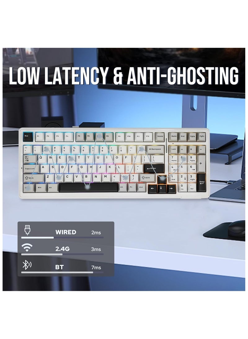 AULA F99 Wireless Mechanical Gaming Keyboard, Gasket Mount, Hot Swappable, Reaper Linear Switch, Bluetooth / 2.4G / USB-C, 8000mAh Battery - Image 5