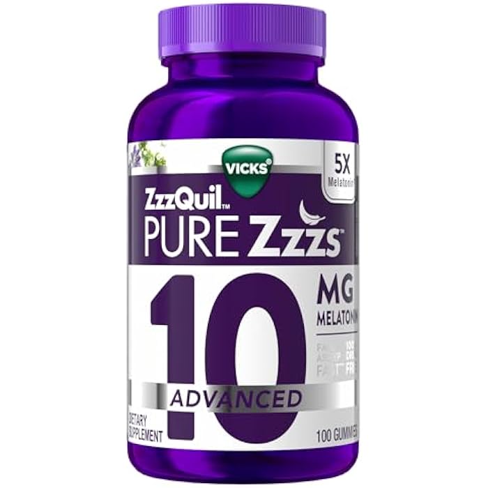 ZzzQuil ز ز ز كويل بيور ز ز ز متقدمة جوميز الميلاتونين، ميلاتونين 10 ملغ، مساعد نوم، مع البابونج والخزامى، جوميز نوم الميلاتونين، مساعدات النوم للبالغين، بنكهة التوت، 100 جوميز نوم - Image 1