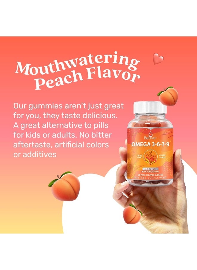 BeLive Organic Omega 3 Gummies With Omegas 6, 7, 9, Dha & Epa From Flaxseed Oil And Sea Buckthorn Fruit Oil - Sugar-Free, Supports Brain, Heart, Eye & Immune System, Supplements For Kids & Adults (60 Ct)  - Image 5