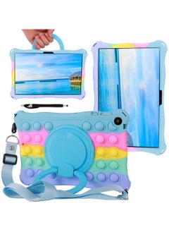 General Case Compatible with Huawei Matepad SE 10.4 inch 2023 Kids Soft Silicon 360 Rotating Ring Stand Cover with Should Strap and Pen 