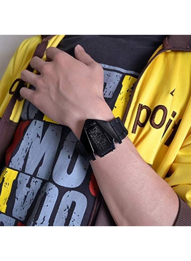 سكمي ساعة يد رياضية أنيقة للجنسين ذات شاشة رقمية أنيقة بنمط طائرة مقاومة للماء بحزام سيليكون رياضي خارجي LED - Image 4