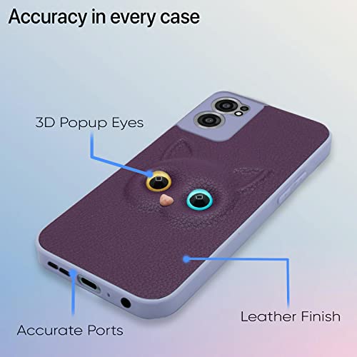 Pikkme Back Cover for Oneplus Nord Ce 2 5G Cute Cat Design Soft TPU Leather Style Bumper Case for Girls (Purple) - Image 4
