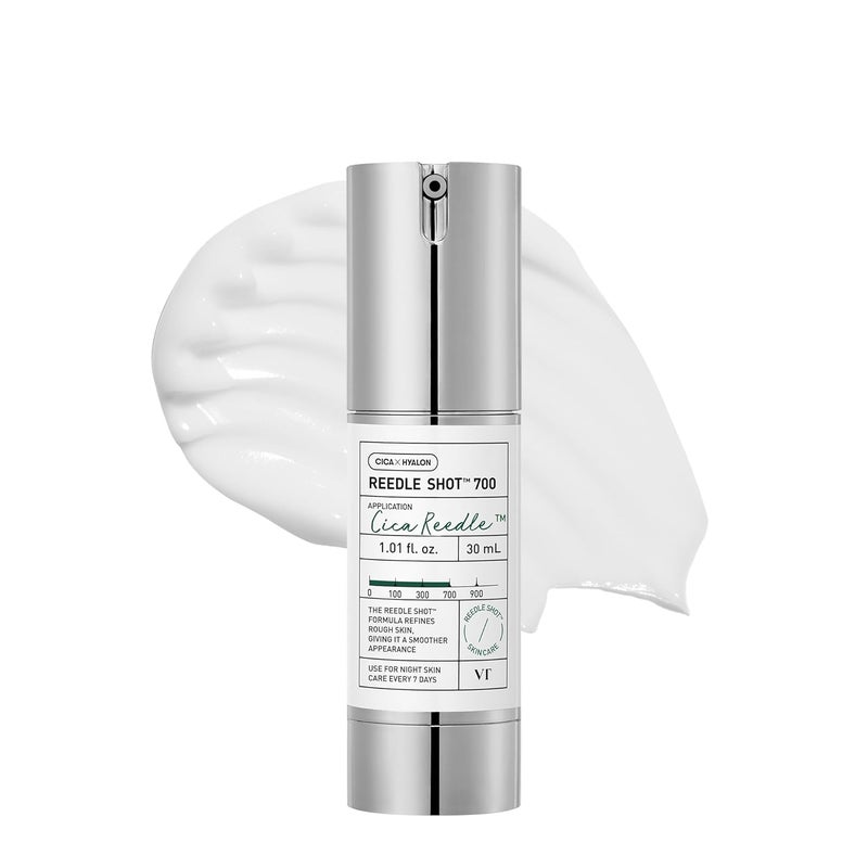 VT COSMETICS VT COSMETICS CICA Reedle Shot 700, Spicule Microneedling Serum for Pore Care&Exfoliation, Exosome&Centella Asiatica for Glass Skin, Acne&Blemish Care, Korean Skin Booster (1 Fl Oz / 30ml)