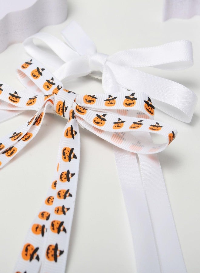 Cuizhiyu 6 PCS Bow Hair Clip Halloween Hair Clips for Girls Pumpkin Spider Candy Cute Long Tail Thin Hair Bow Clip Halloween Hair Accessories - Image 4