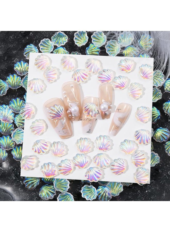 Quezadyl 100PCS Summer Ocean Seashell Nails Charms 3D Resin Shell Nail Art Resin Rhinestones for Acrylic Nails Aurora Seashells Nail Gems Nail Jewelry for Women Summer DIY Nail Art Decoration Accessories - Image 4