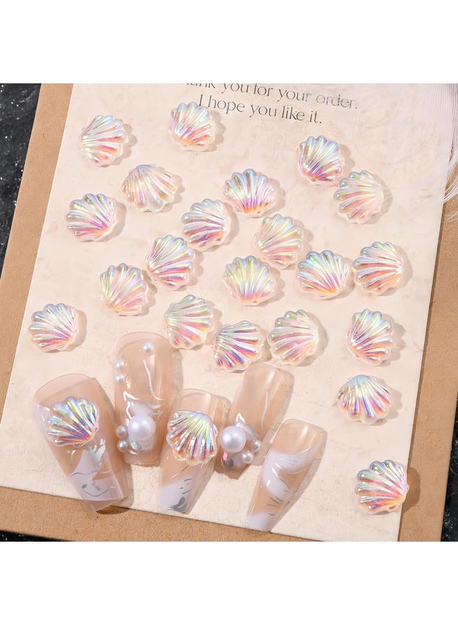 Quezadyl 100PCS Summer Ocean Seashell Nails Charms 3D Resin Shell Nail Art Resin Rhinestones for Acrylic Nails Aurora Seashells Nail Gems Nail Jewelry for Women Summer DIY Nail Art Decoration Accessories - Image 5