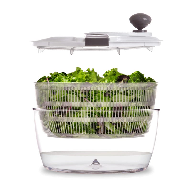 BINO  Salad Spinner  42 Qt  Large Manual Lettuce Spinner with Secure Lid Lock  Builtin Draining System  Salad Spinner with Salad Bowl  Fruit  Vegetable Basket Colander  Kitchen Gadgets