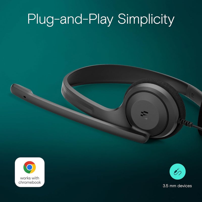 EPOS سماعة رأس احترافية C1 فوق الأذن مع موصل 3.5 مم - راحة قصوى، ميكروفون متقدم لإلغاء الضوضاء، مثالية لساعات الاستخدام الطويلة، متوافقة تمامًا مع Chromebook - Image 4