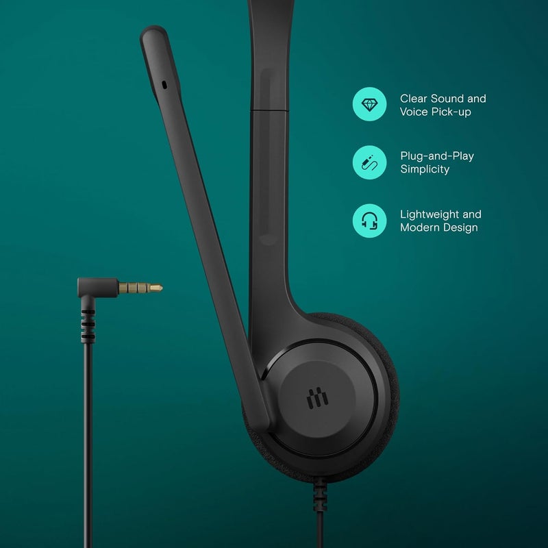 EPOS سماعة رأس احترافية C1 فوق الأذن مع موصل 3.5 مم - راحة قصوى، ميكروفون متقدم لإلغاء الضوضاء، مثالية لساعات الاستخدام الطويلة، متوافقة تمامًا مع Chromebook - Image 3