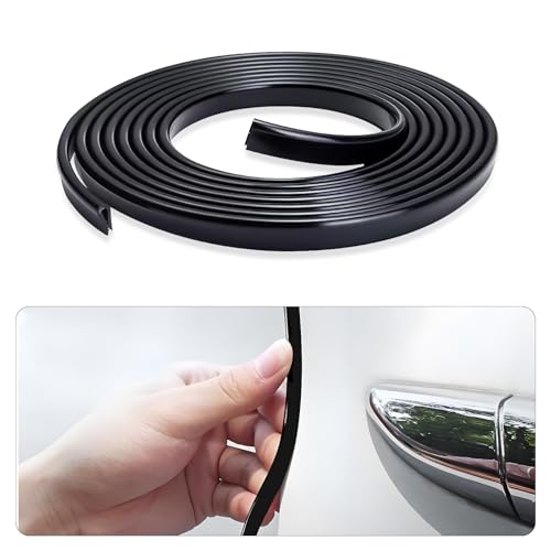 Wogomz Car Door Edge Guard 164Ft 5M U Shape Rubber Seal Edge Trim Vehicle Door Protector AntiCollision Automotive Protection Door Edge Guard Trim Universal Car Accessories Black - Image 1